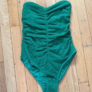Milly Green Textured Ruched One Piece